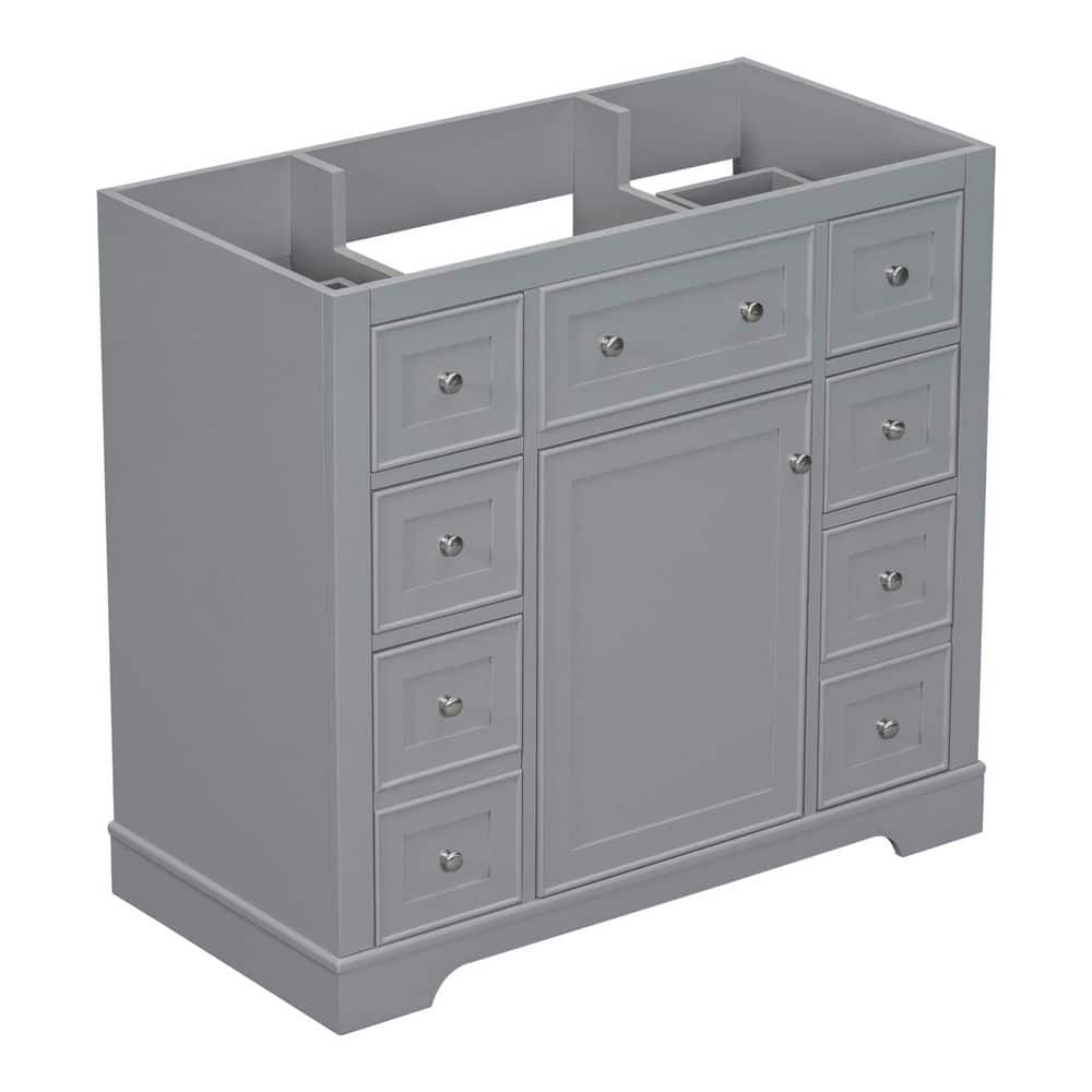 Unbranded 6-Drawers 35.6 in. Bath Vanity Cabinet without Top in Gray Unassembled (3)