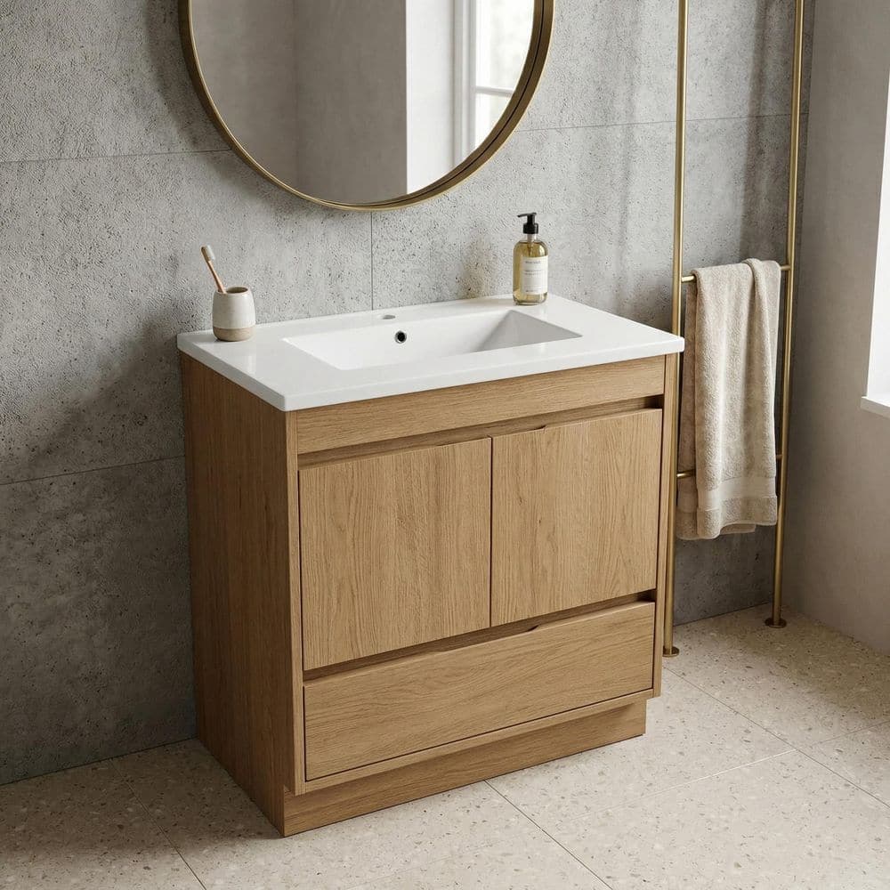LIVACA 30 in. x 18.5 in. Drop-In Ceramic Bathroom Sink in Glossy White with Single Faucet Hole Durable Construction (2)