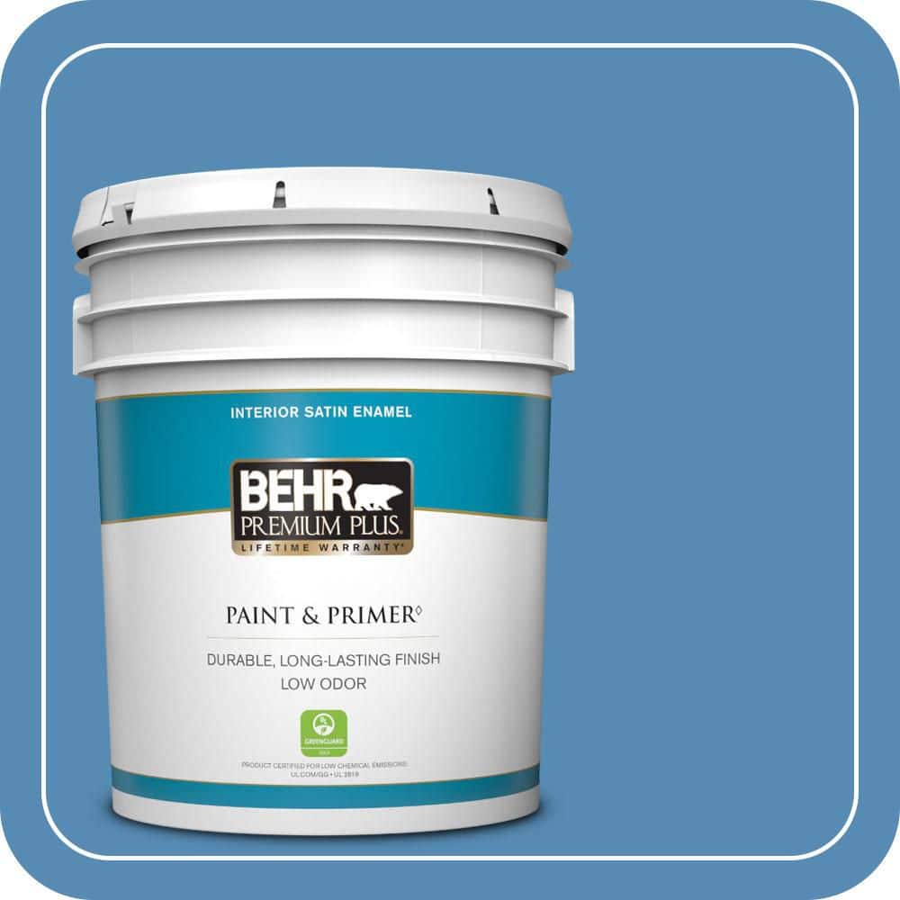 BEHR PREMIUM PLUS #M520-5 Alpha Blue Hi-Gloss Enamel Interior/ & Primer (1)