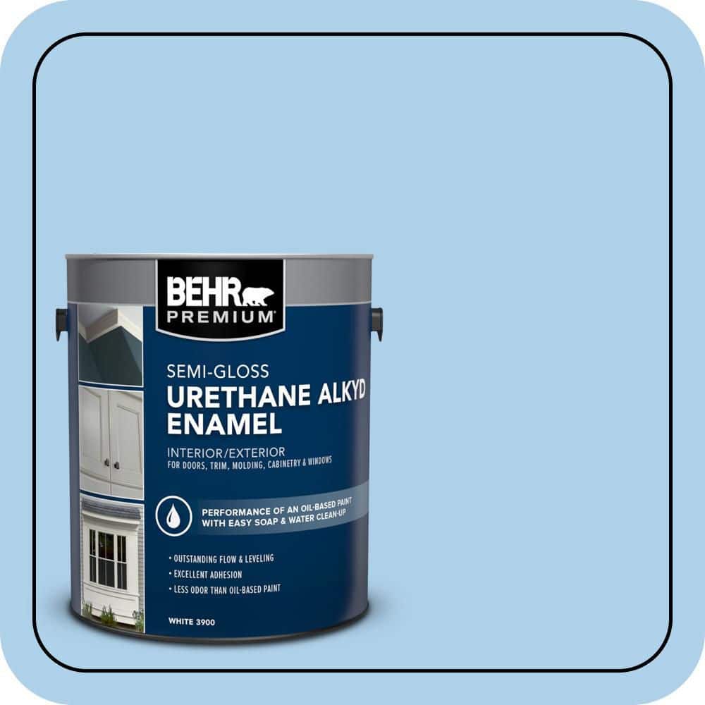 BEHR PREMIUM 1 gal. #560A-3 Utah Sky Urethane Alkyd Semi-Gloss Enamel Interior/Exterior Paint (1)