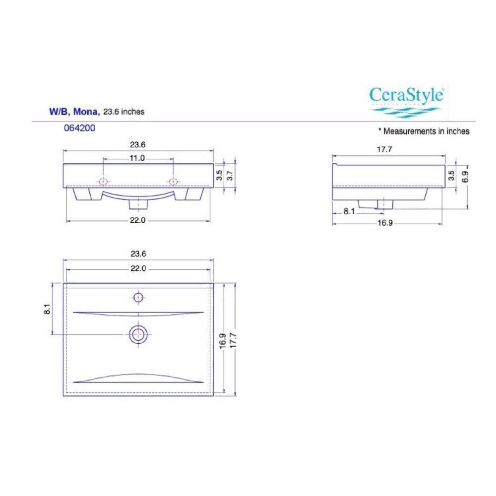 Nameeks Mona Wall Mounted Vessel Bathroom Sink in White with 3 Faucet Holes (2)