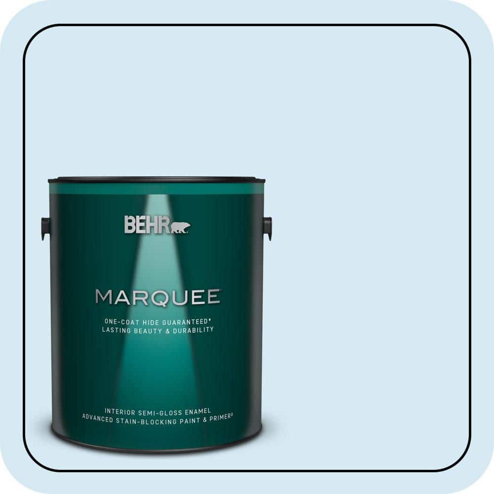 BEHR MARQUEE 1 gal. #P500-1 Spacious Skies Semi-Gloss Enamel Interior Paint & Primer