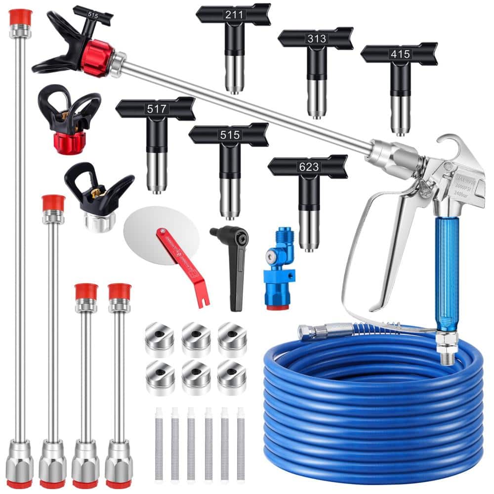 Unbranded Airless Paint Sprayer Gun Kit 3600 PSI with 50 ft Hose 6 Tips Guide Tool 4 Extension Wands 6 Filters 22 Piece (1)