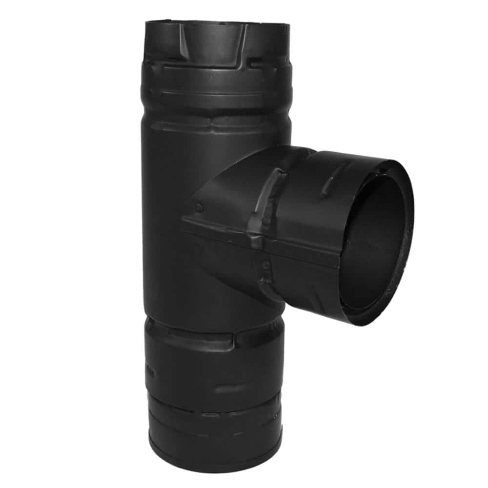DuraVent PelletVent for Multi-Fuel 3in. Diameter Single Tee With Clean-Out Tee Cap, Painted Black (1)