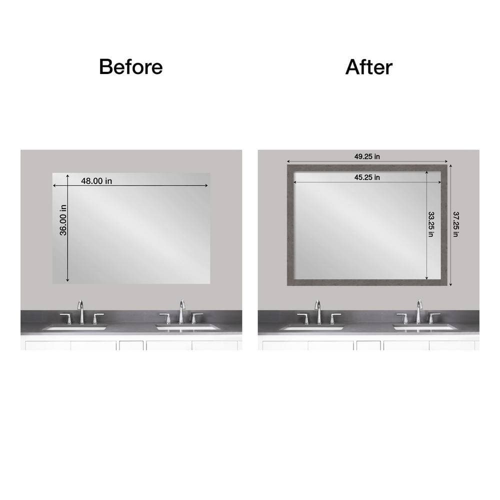 Amanti Art Mirror Makeover Rustic Plank Grey Narrow 49.25 in. W x 37.25 in. H Bathroom Mirror Frame Border Kit-Fits a 48x36 Mirror (2)