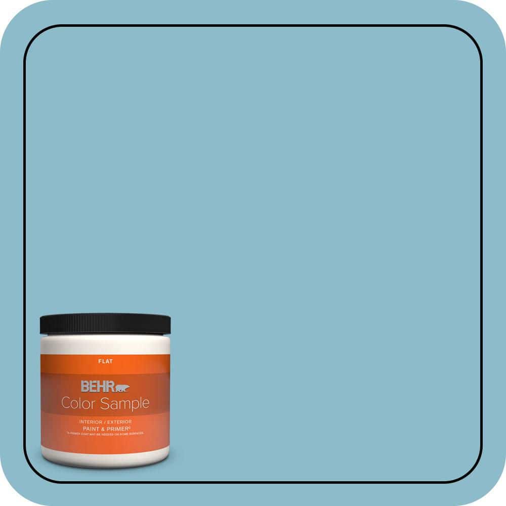 BEHR PREMIUM PLUS 8 oz. #S460-3 Blue Echo Flat Interior/Exterior Paint & Primer Color Sample
