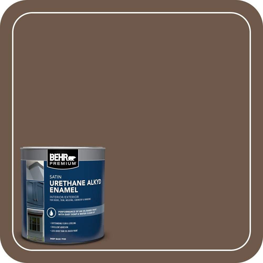 BEHR PREMIUM 1 qt. #N230-7 Rustic Tobacco Satin Enamel Urethane Alkyd Interior/Exterior Paint (1)