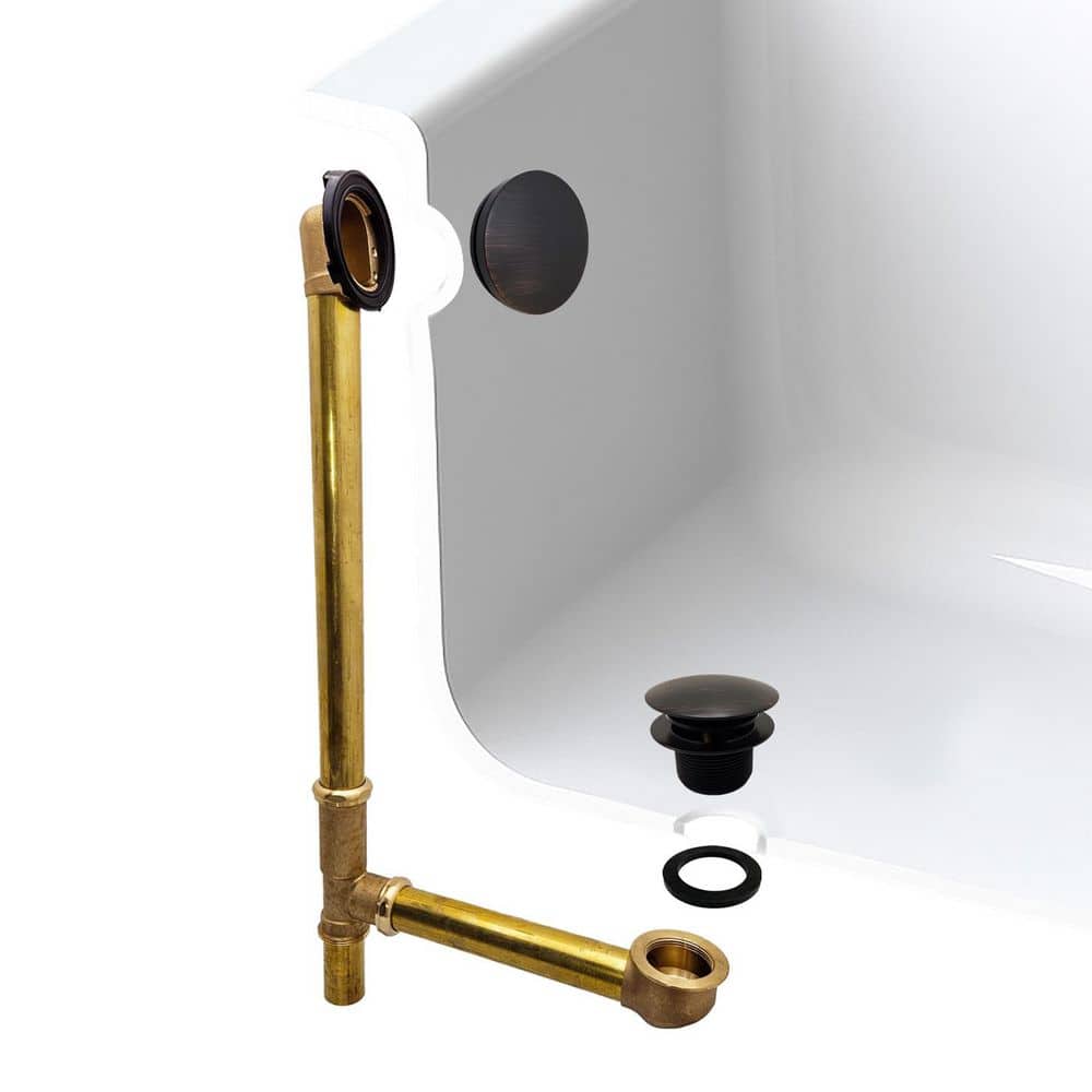 Westbrass 22 in. Brass 17 Ga Bath Waste & Overflow Assembly with Tip-Toe Drain Plug in Antique Brass (2)