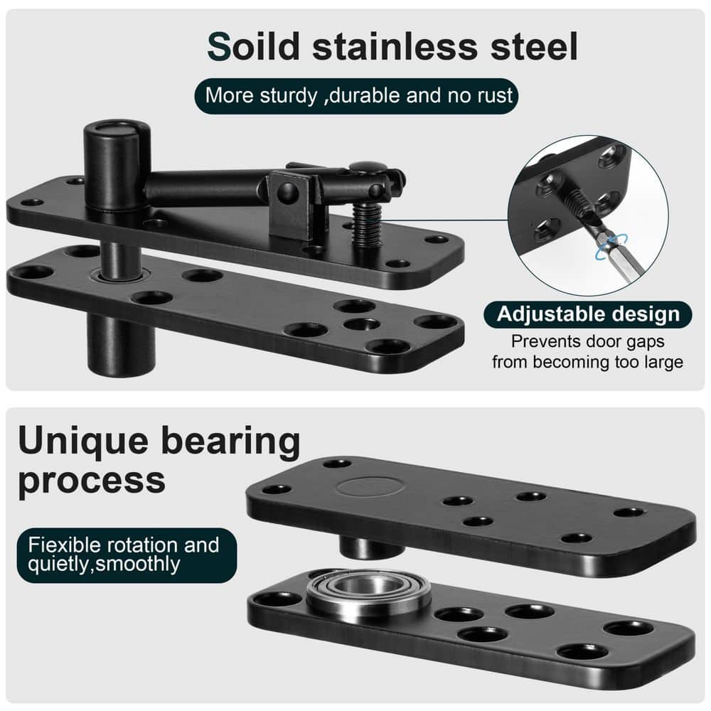 Numhew 2 Pcs 570 lb. Load-Bearing Thickened Solid Stainless Steel 360° Swinging Pivot Hinge for SecretDoor Murphy and ShelfDoor (2)