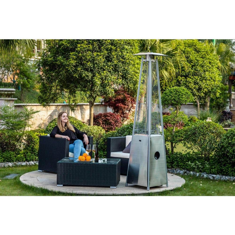 Unbranded 40,000 BTU Bronze Quartz Glass Tube Patio Propane Heater in Silver (2)