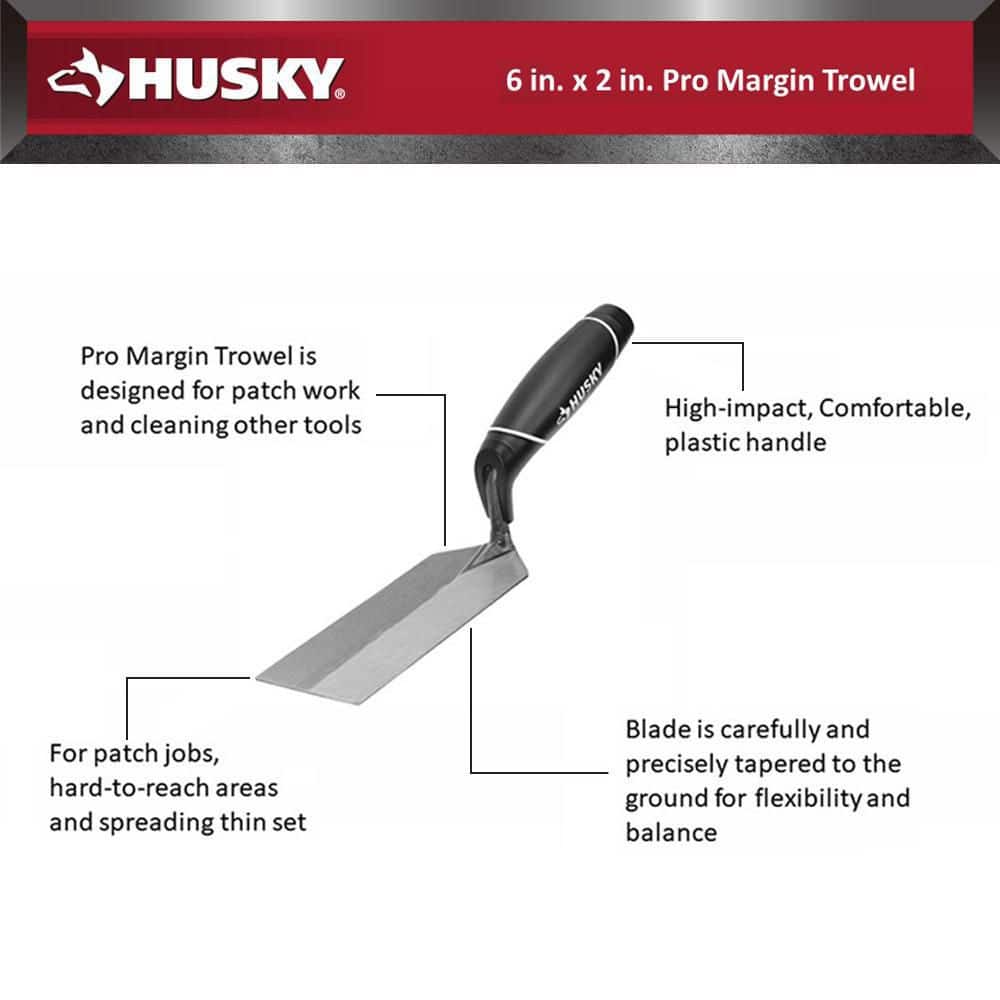 Husky 6 in. x 2 in. Pro Margin Trowel (4)