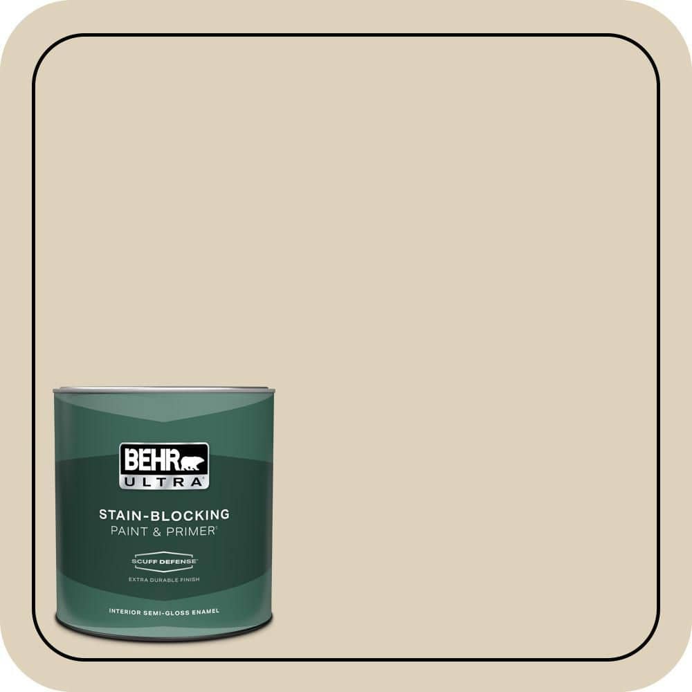 BEHR ULTRA 1 qt. #PPU4-12 Natural Almond Extra Durable Semi-Gloss Enamel Interior Paint & Primer