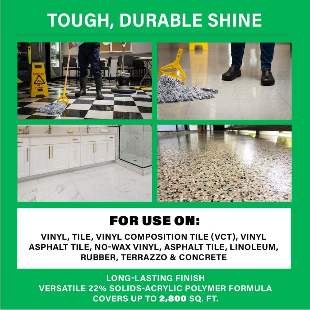 ECOLAB 1 Gal. High Traffic Low Maintenance Non Slip Floor Finish for Concrete, Vinyl, Epoxy, Linoleum Flooring (3)