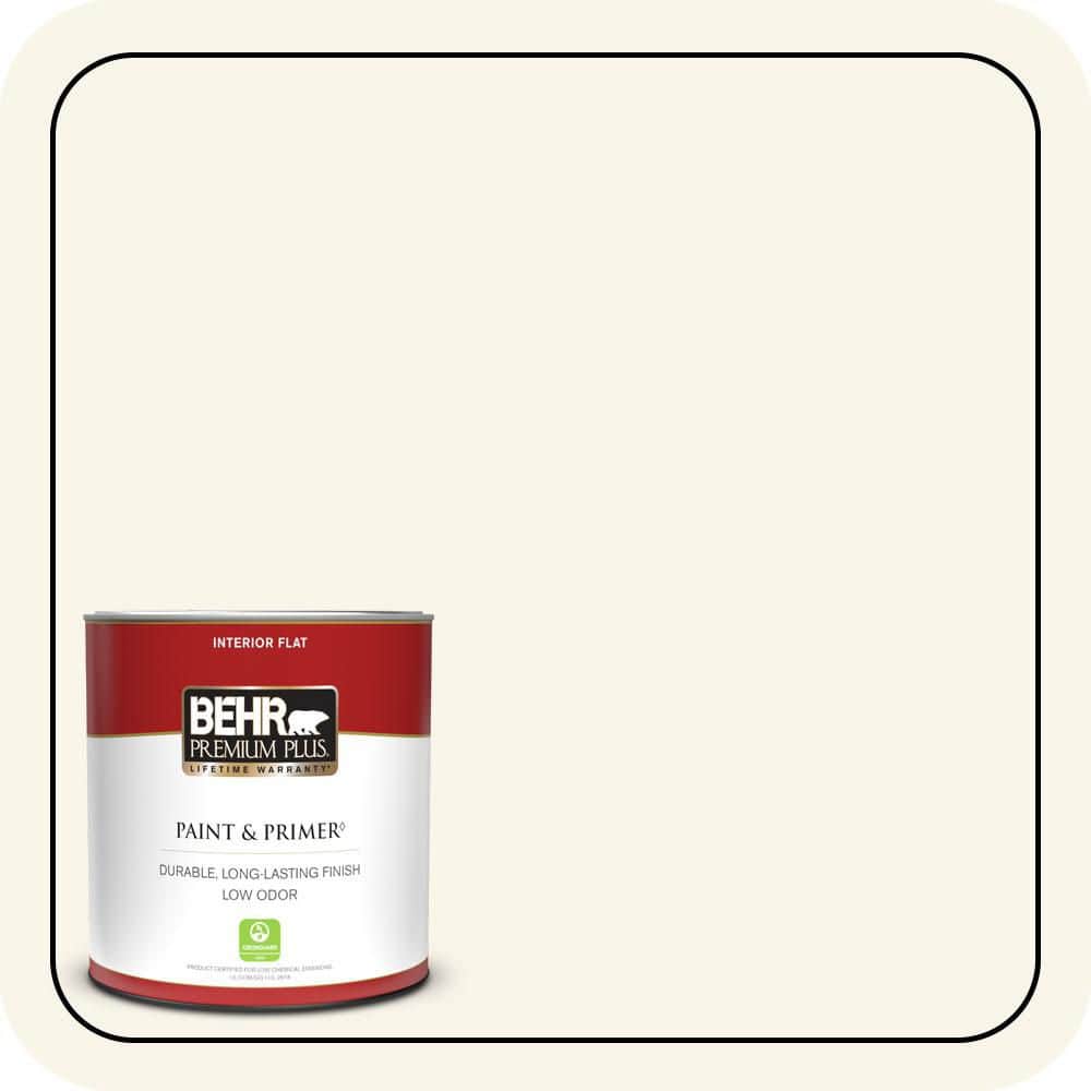 BEHR PREMIUM PLUS 1 qt. #PWN-11 Calla Lily Flat Low Odor Interior Paint & Primer