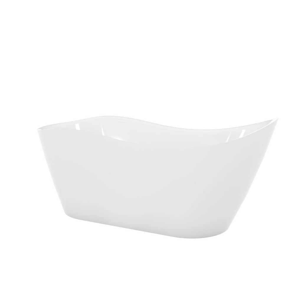 DreamLine Mirage 65.37 in. L x 28 in. W Acrylic Freestanding Slipper Soaking Bathtub with Reversible Drain in Brushed Nickel (2)