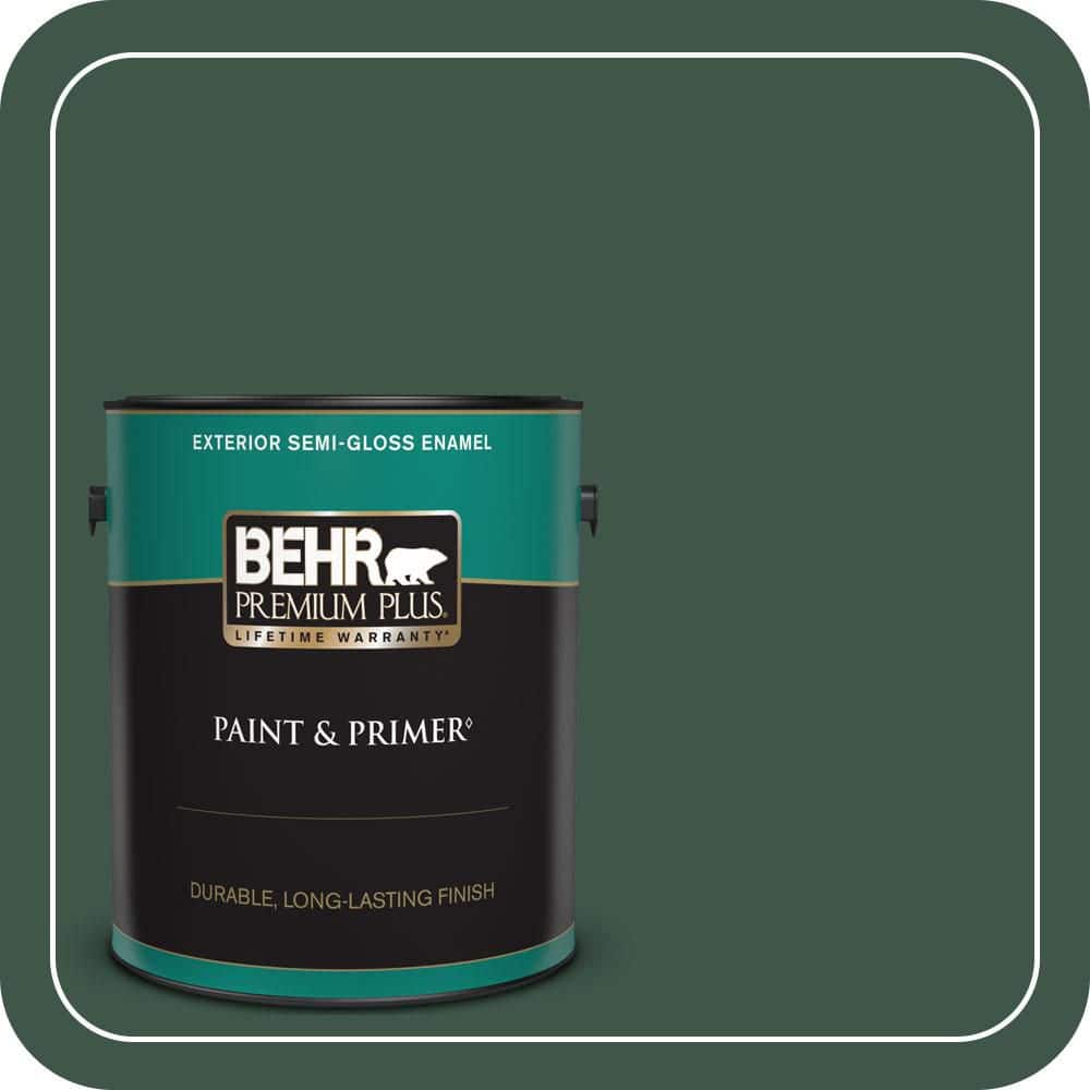 BEHR PREMIUM PLUS 1 gal. #470F-7 Deep Jungle Semi-Gloss Enamel Exterior Paint & Primer