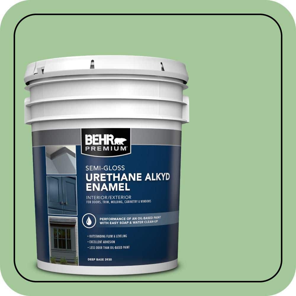 BEHR PREMIUM 5 gal. #M390-4 Gingko Urethane Alkyd Semi-Gloss Enamel Interior/Exterior Paint