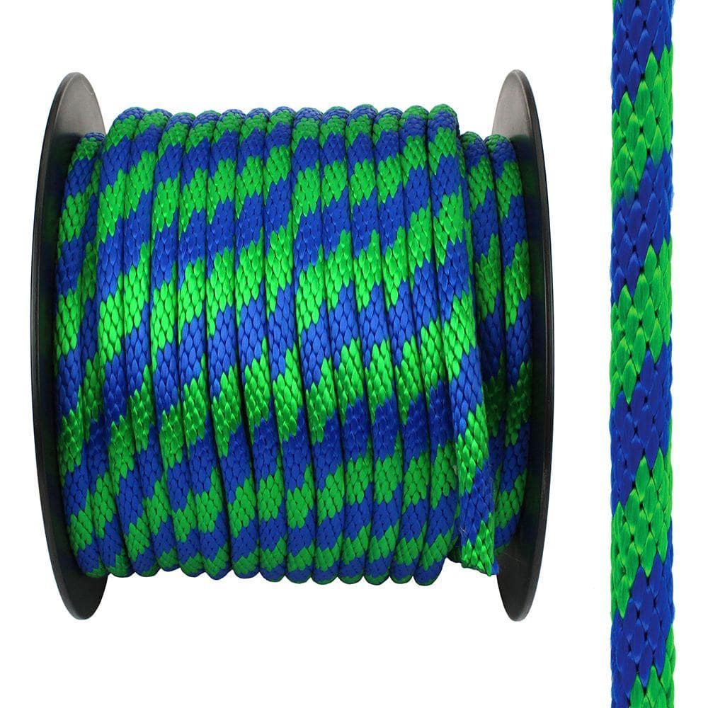 Crown Bolt 5/8 in. x 1 ft. Solid Braid Polypropylene Green and Blue Rope