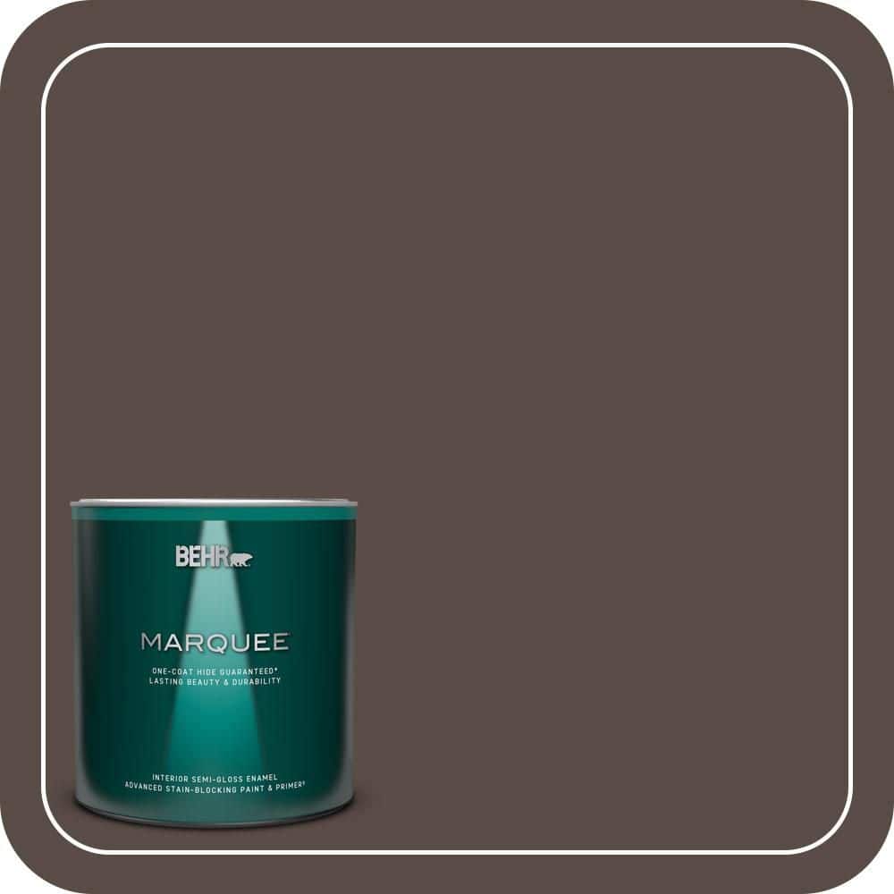 BEHR MARQUEE 1 qt. #PPU5-19 Dark Truffle One-Coat Hide Semi-Gloss Enamel Interior Paint & Primer