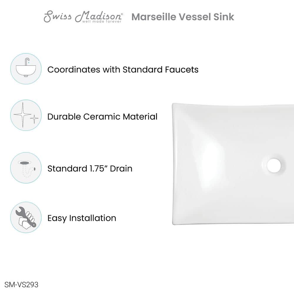 Swiss Madison Marseille 25.5" Rectangle Vessel Bathroom Sink (2)