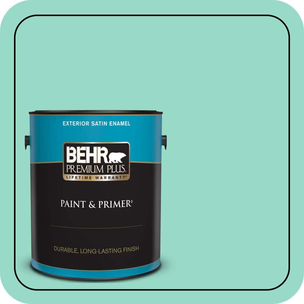 BEHR PREMIUM PLUS 1 gal. #MQ4-17 Pageant Green Satin Enamel Exterior Paint & Primer