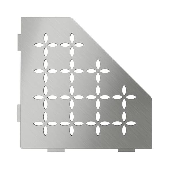 Schluter Shelf-E Brushed Stainless Steel Floral Pentagon Corner Shelf