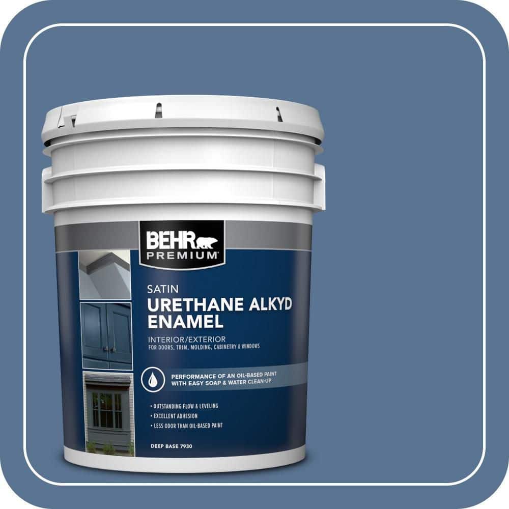 BEHR PREMIUM 5 gal. #PPU14-18 Laguna Blue Urethane Alkyd Satin Enamel Interior/Exterior Paint