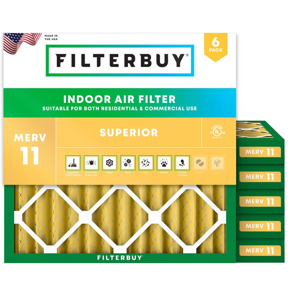 Filterbuy 12 in. x 12 in. x 2 in. MERV 11 (FPR 7) Allergen Defense Pleated HVAC AC Furnace Air Filters Replacement (6-Pack) (1)
