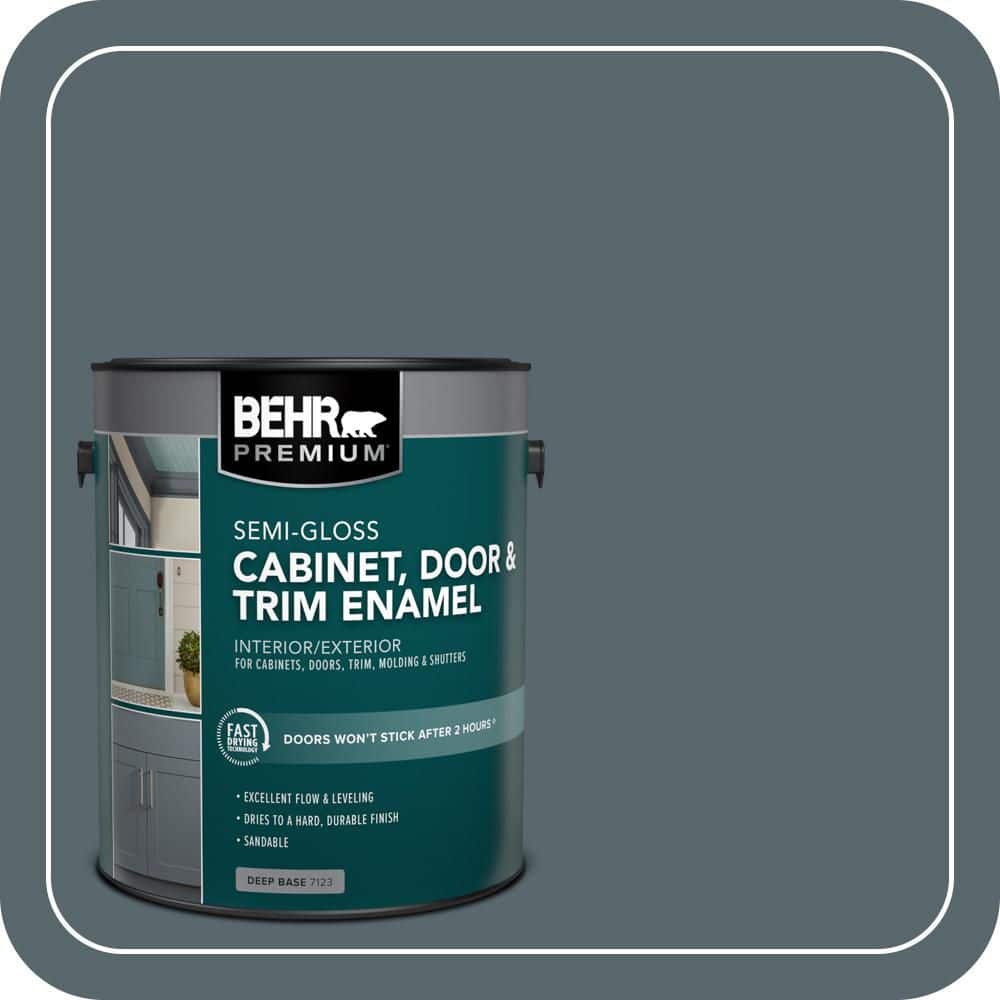 BEHR PREMIUM 1 gal. #N470-6 Whale Gray Semi-Gloss Enamel Interior/Exterior Cabinet, Door & Trim Paint