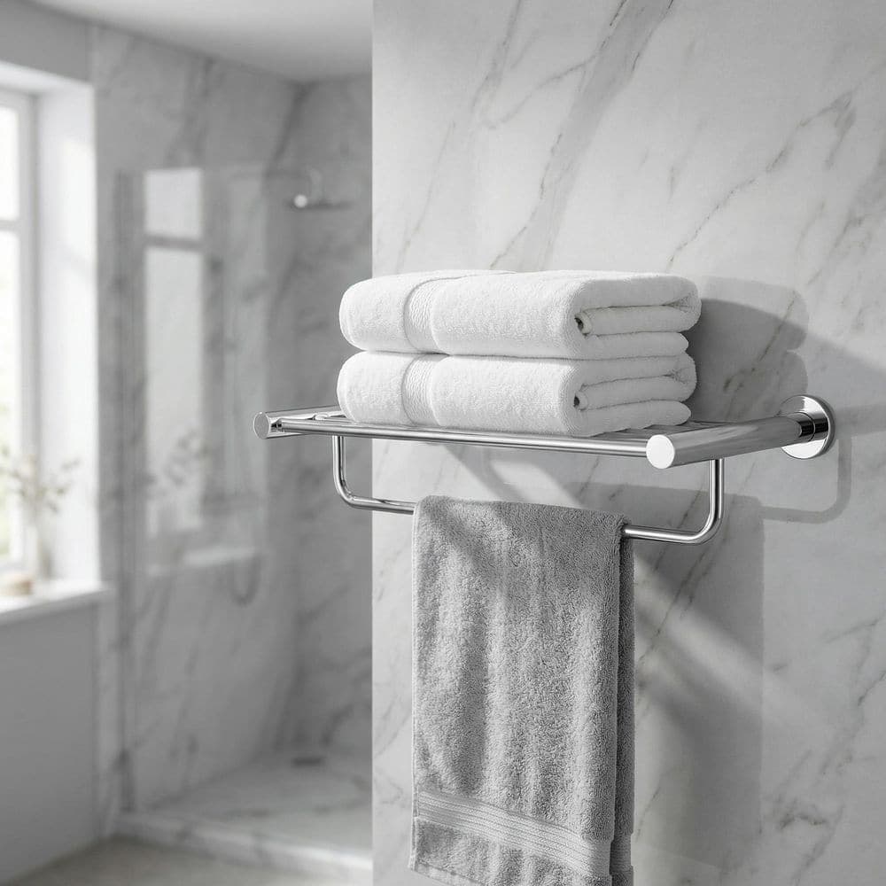 ATKING Stainless Steel 5-Towel Holders Wall Mounted 24 in. Towel Rack in Polished Chrome (2)