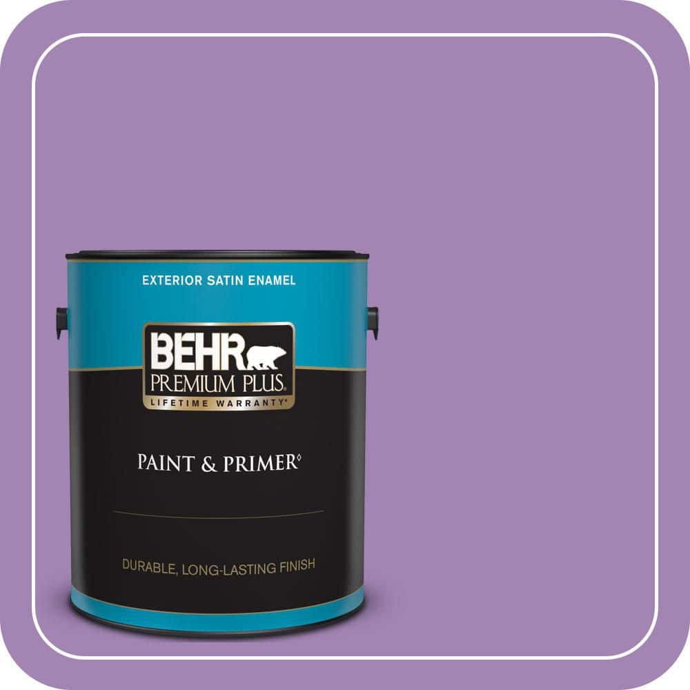 BEHR PREMIUM PLUS 1 gal. #660B-6 Daylight Lilac Satin Enamel Exterior Paint & Primer