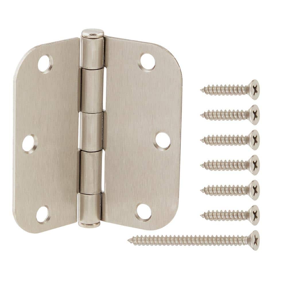 Everbilt 3-1/2 in. x 5/8 in. Radius Satin Nickel Squeak-Free Door Hinge