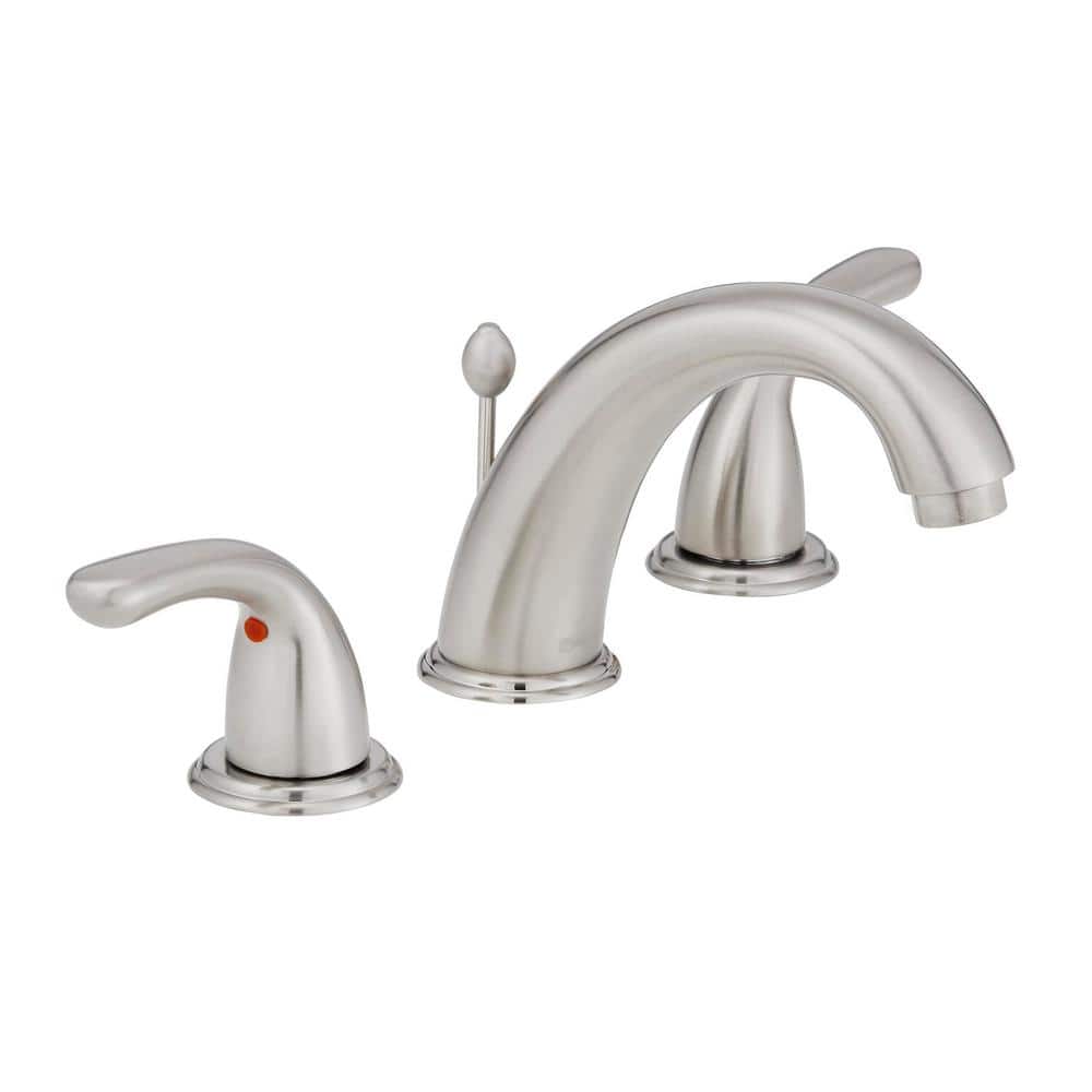 Glacier Bay Builders 8 in. Widespread Double-Handle High-Arc Bathroom Faucet in Brushed Nickel (2)