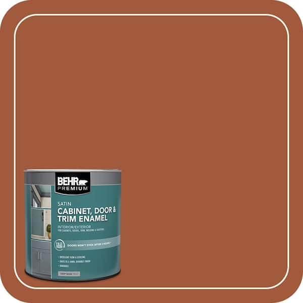 BEHR PREMIUM 1 qt. #S-H-230 Ground Nutmeg Satin Enamel Interior/Exterior Cabinet, Door & Trim Paint (2)