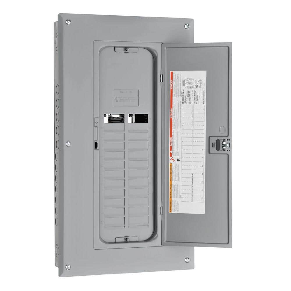 Square D Homeline 125 Amp 20-Space 40-Circuit Indoor Main Lug plug-on neutral Electrical Panel with Cover, Ground Bar (2)