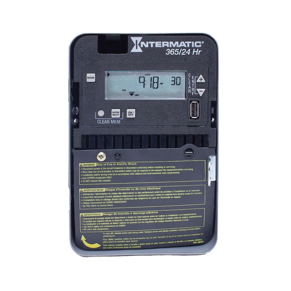 Intermatic 24-Hour/365 Day 1-Circuit Electronic Control, 120-277 VAC, SPST, Indoor Metal Enclosure