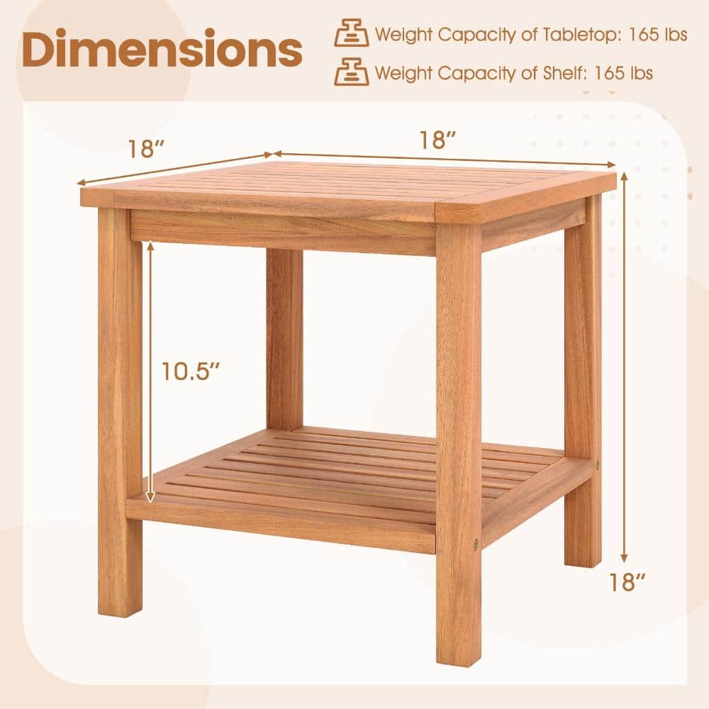 Volenca Patio Side Table Set of 2, Slatted Top with Storage Shelf, Outdoor End Tables for Deck (3)