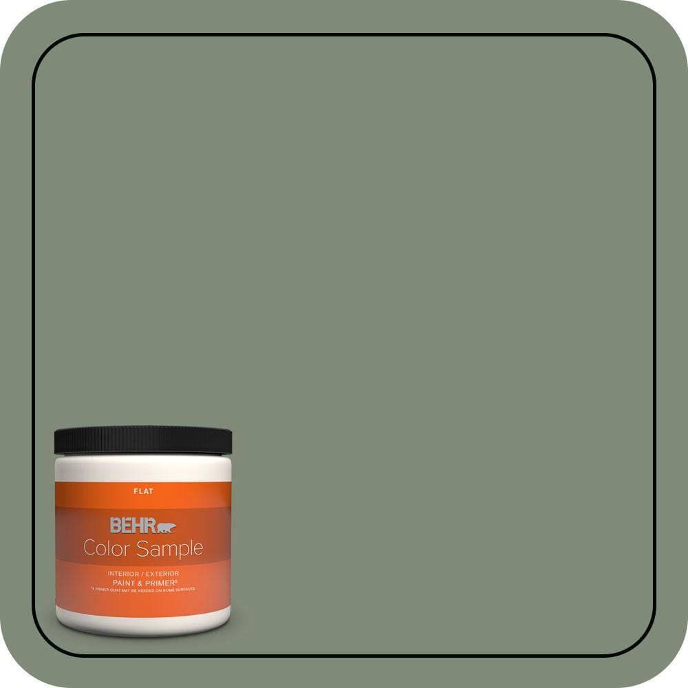 BEHR PREMIUM PLUS #N400-5 Thai Basil Flat Interior/Exterior Paint & Primer Color Sample (1)