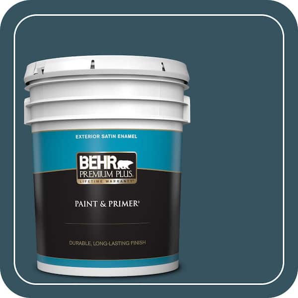 BEHR PREMIUM PLUS 5 gal. #MQ5-24 Opera Glasses Satin Enamel Exterior Paint & Primer (2)