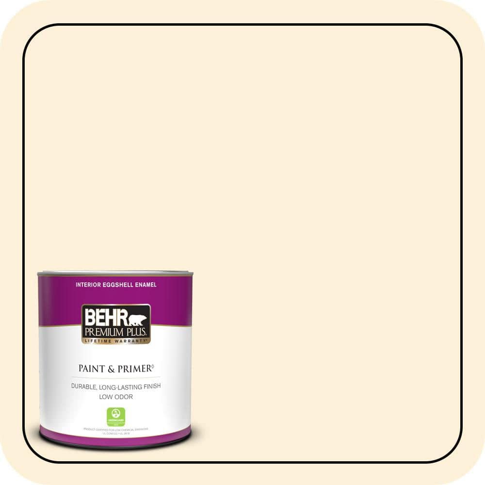 BEHR PREMIUM PLUS 1 qt. #W-D-220 Vanilla Custard Eggshell Enamel Low Odor Interior Paint & Primer