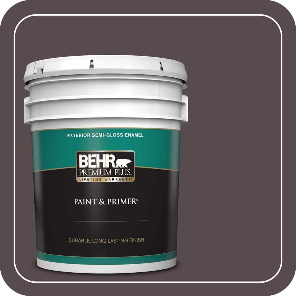 BEHR PREMIUM PLUS 5 gal. #N100-7 Aubergine Semi-Gloss Enamel Exterior Paint & Primer