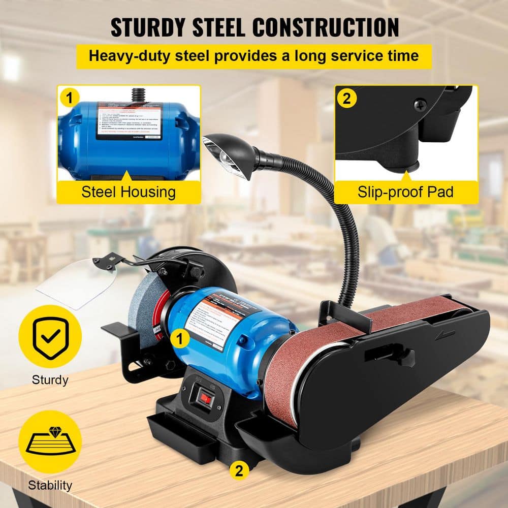SKYSHALO 2IN1 2 in. Belt Grinder for Knife Making, 6 in. 3450 RPM Belt and Disc Sander, 90° Holder, Sturdy Base, LED Lamp (3)