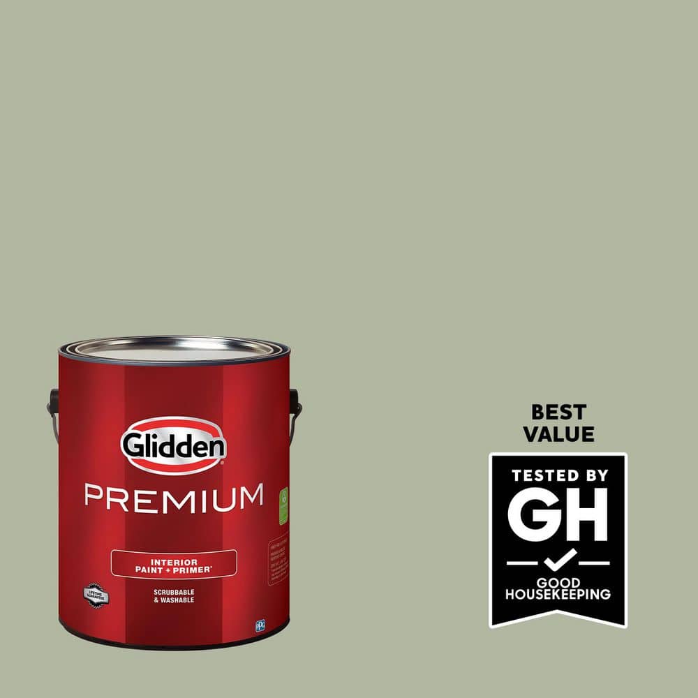 Glidden Premium 1 gal. PPG1030-3 Mellow Mood Satin Interior Latex Paint (1)