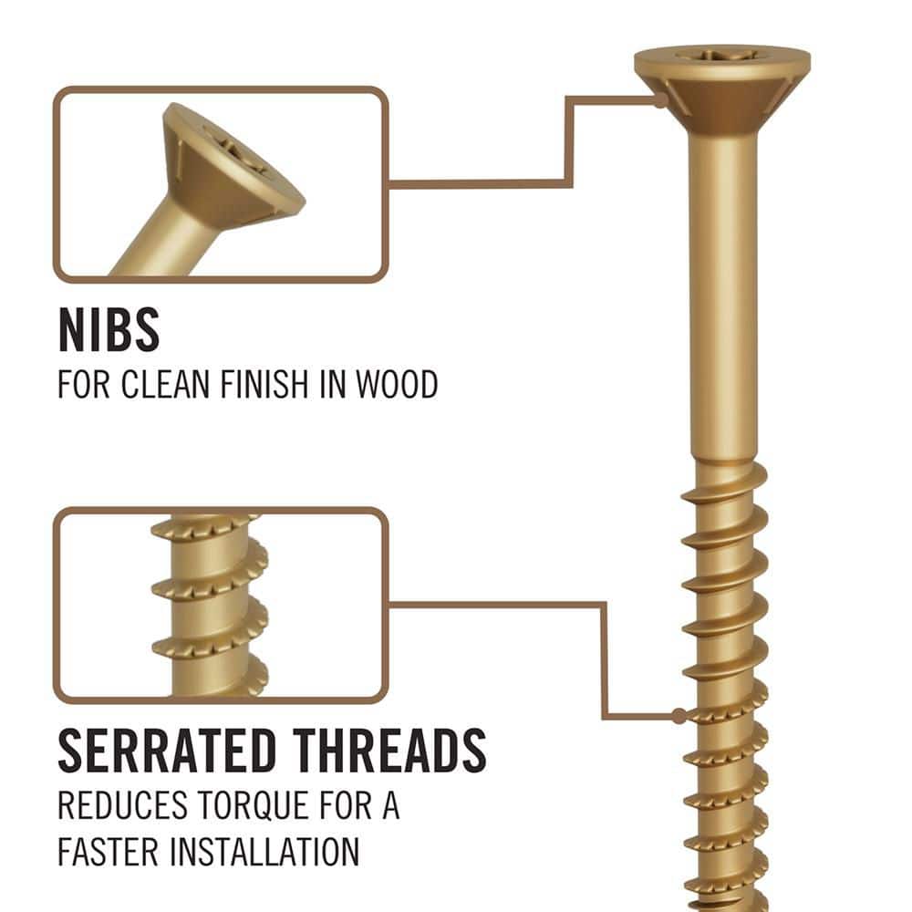 Everbilt 8 . Brown 6-Lobe Torx Drive Exterior Flat Head Multi-Material Screw-Box (4)