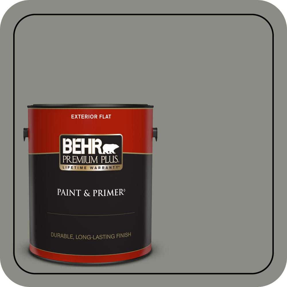 BEHR PREMIUM PLUS 1 gal. #N380-5 Naturalist Gray Flat Exterior Paint & Primer