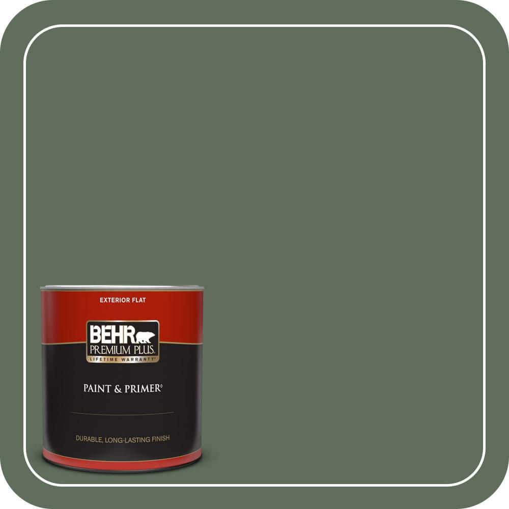 BEHR PREMIUM PLUS 1 qt. #450F-6 Whispering Pine Flat Exterior Paint & Primer