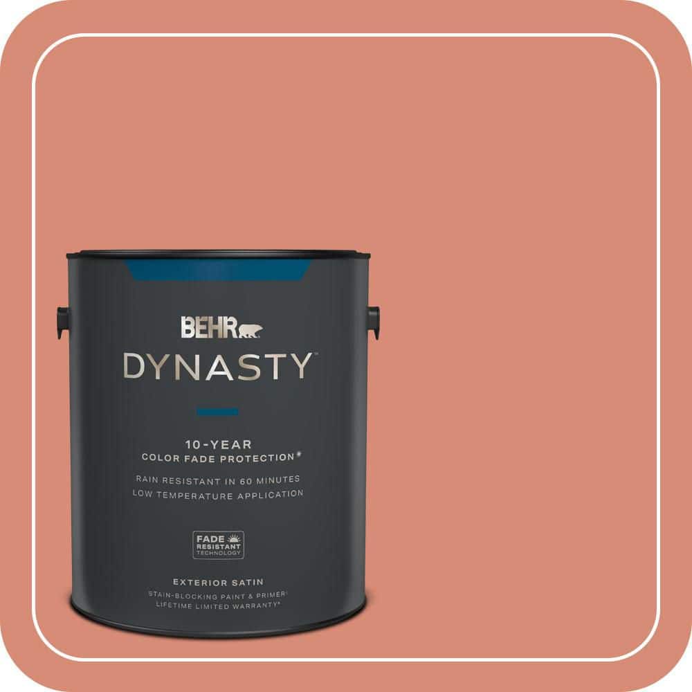 BEHR DYNASTY 1 gal. #MQ4-32 Vintage Coral Satin Enamel Exterior Stain-Blocking Paint & Primer