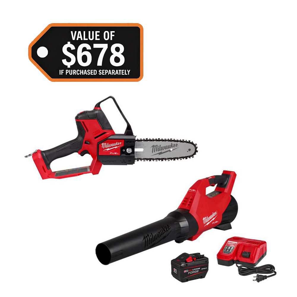 Milwaukee M18 FUEL 18V 8 in. Brushless Cordless Battery Powered HATCHET Mini Chainsaw Saw w/ Blower, 12.0 Ah Battery, Charger
