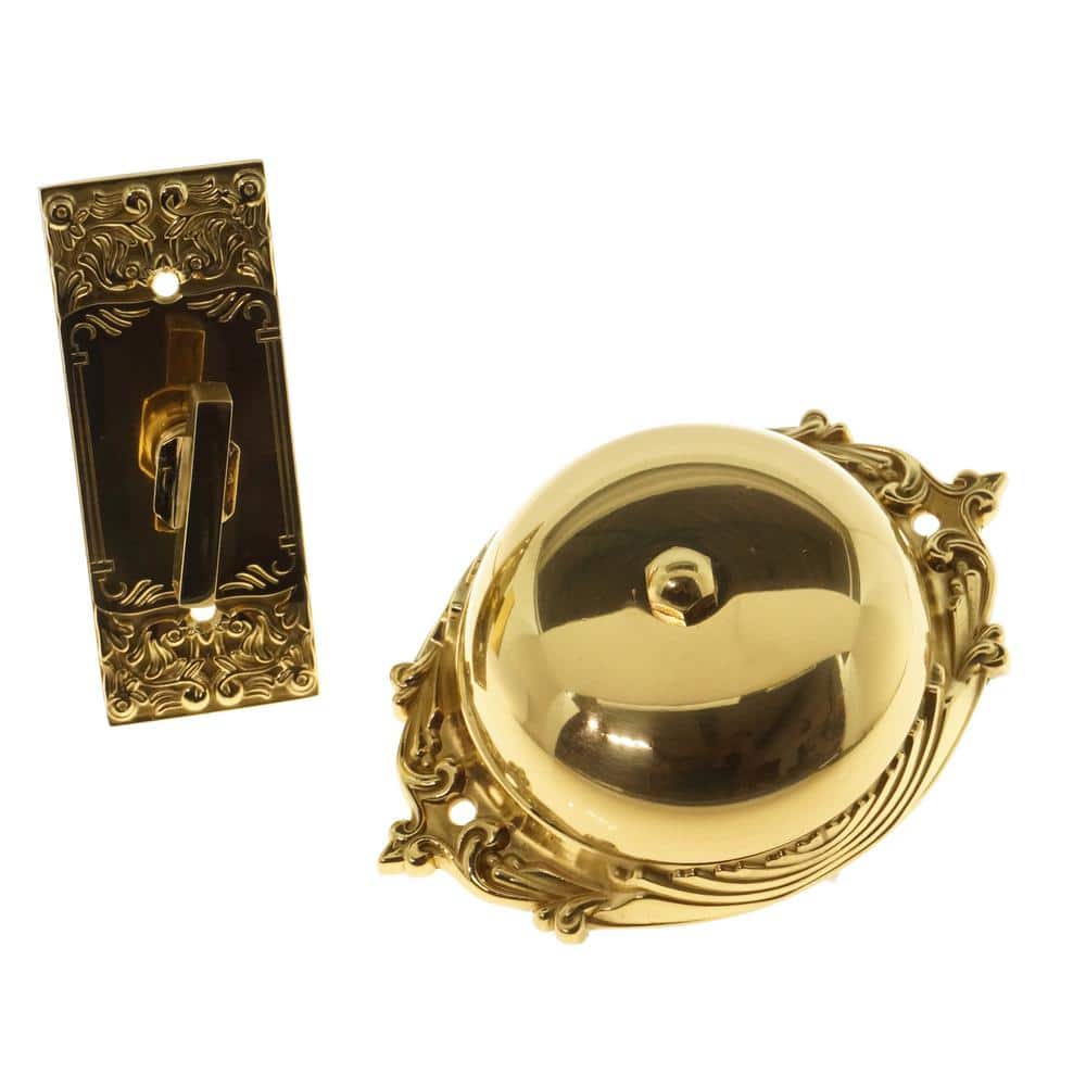 idh by St. Simons Solid Brass Craftsman Mechanical Twist Door Bell in Polished Brass No Lacquer