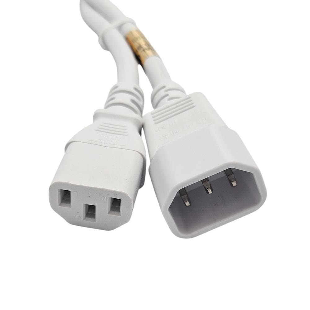 Micro Connectors, Inc 6 ft. AC Power Extension Cord (18AWG) / 3-Conductors / (C13 to C14) / Indoor (White) 5-Pack (3)